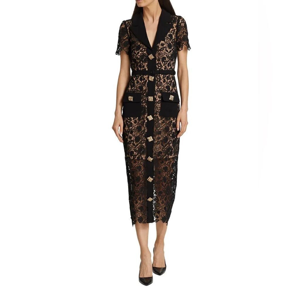 Self-Portrait Button-Up Laced Midi Dress size 2